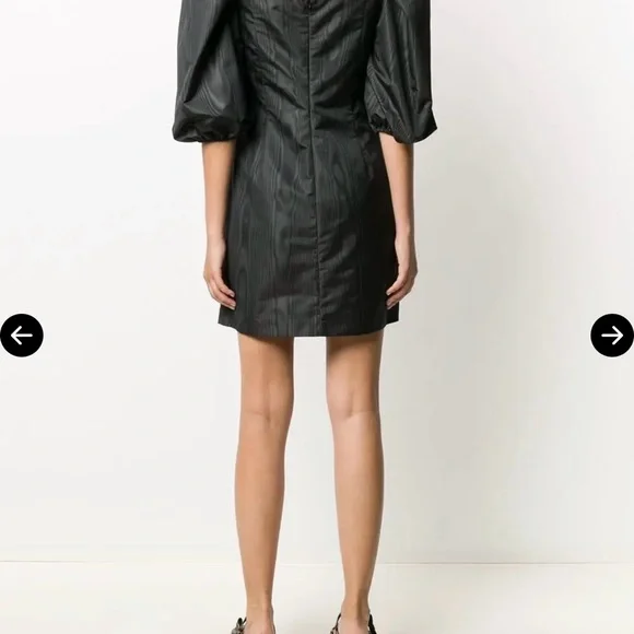 Red Valentino Black Puff-Sleeve Mini Dress with Bow Front - Picture 6 of 7